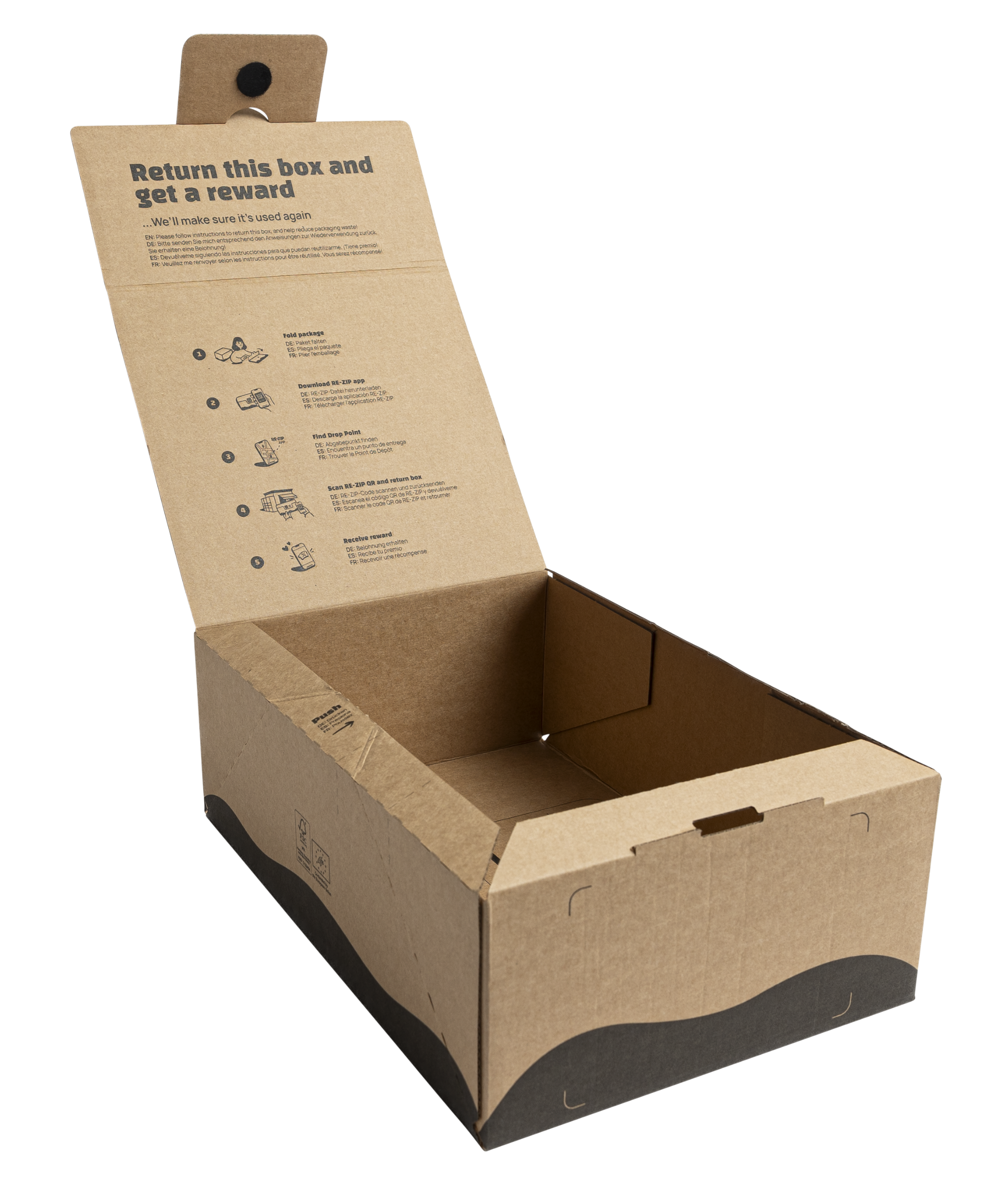 RE-ZIP cardboard box detail