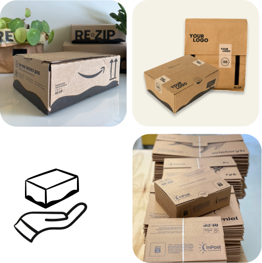 Customized RE-ZIP packaging with branded tape and stickers